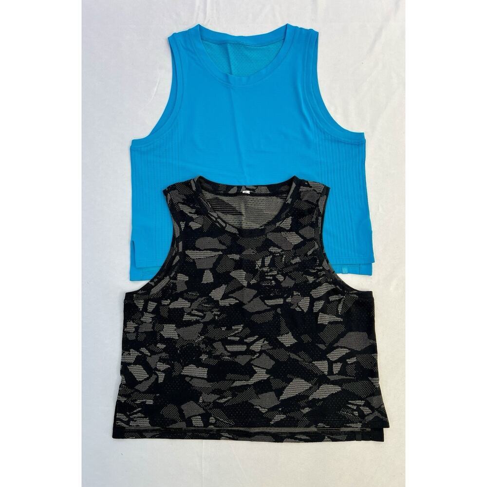 Lululemon Train to Be Tank Camo‎ Blue Lot Of 2 Seamless Sz 6 Worn Once